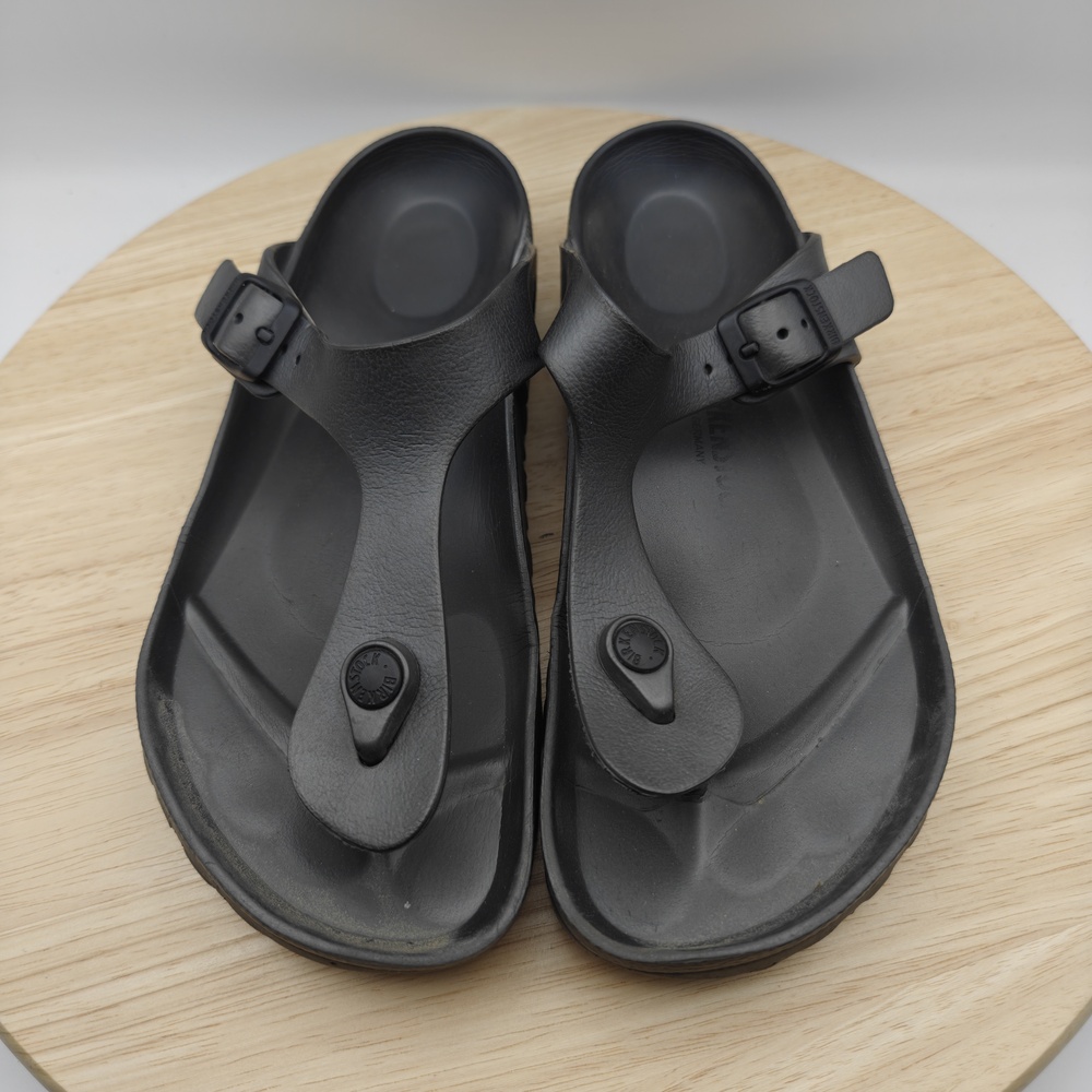 Birkenstock Sandals Womens Size 8 Black Thong Buckle Arch Support Casual